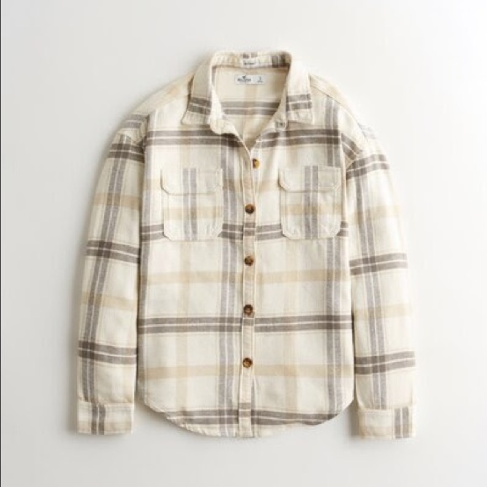 Hollister Oversized Flannel Shirt Jacket